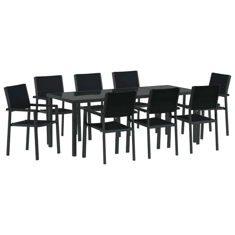 Zestaw do jadalni w ogrodzie 9 pcs Czarny