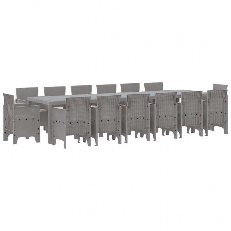 Zestaw do jadalni w ogrodzie 15 pcs Jasnoszary Rattan Polt