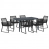Zestaw do jadalni w ogrodzie 7 pcs Czarny polirattan