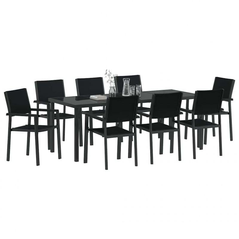Zestaw do jadalni w ogrodzie 9 pcs Czarny
