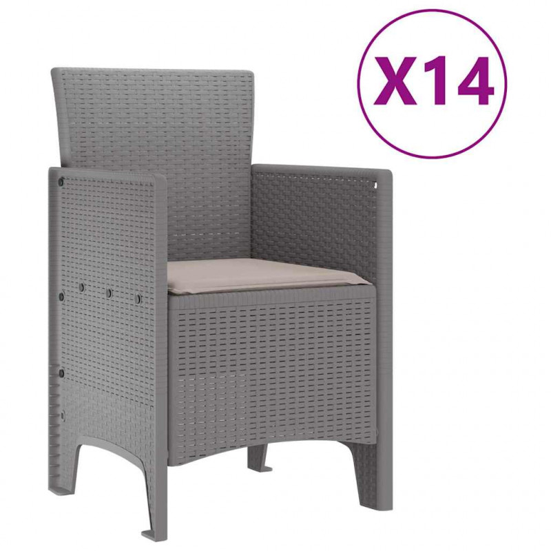 Zestaw do jadalni w ogrodzie 15 pcs Jasnoszary Rattan Polt
