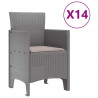 Zestaw do jadalni w ogrodzie 15 pcs Jasnoszary Rattan Polt