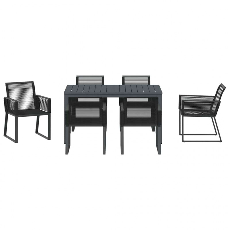 Zestaw do jadalni w ogrodzie 7 pcs Czarny polirattan