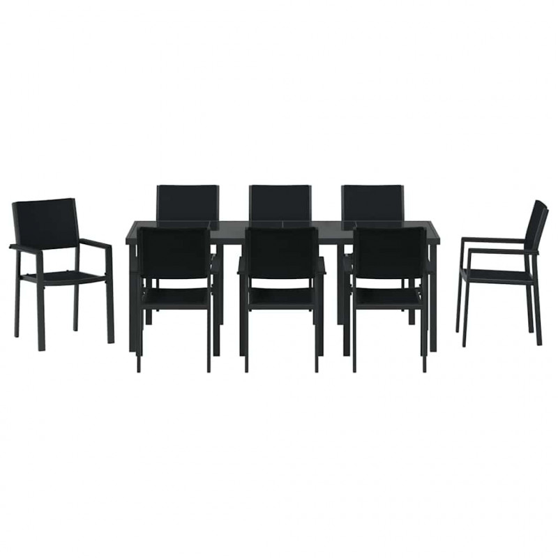 Zestaw do jadalni w ogrodzie 9 pcs Czarny