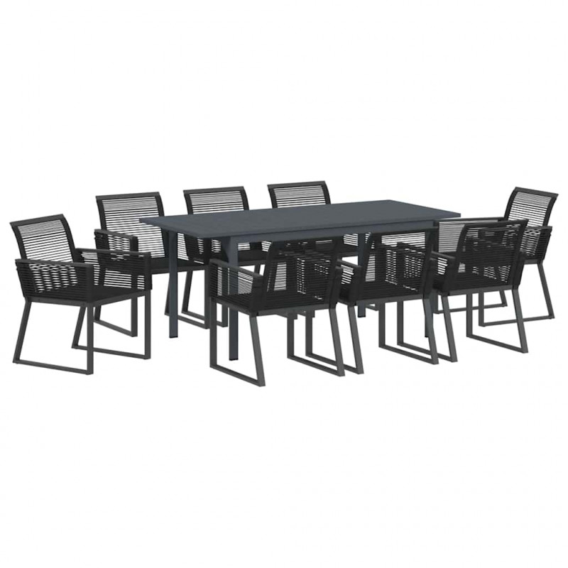 Zestaw do jadalni w ogrodzie 9 pcs Czarny polirattan