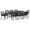 Zestaw do jadalni w ogrodzie 9 pcs Czarny polirattan