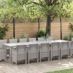 Zestaw do jadalni w ogrodzie 15 pcs Jasnoszary Rattan Polt