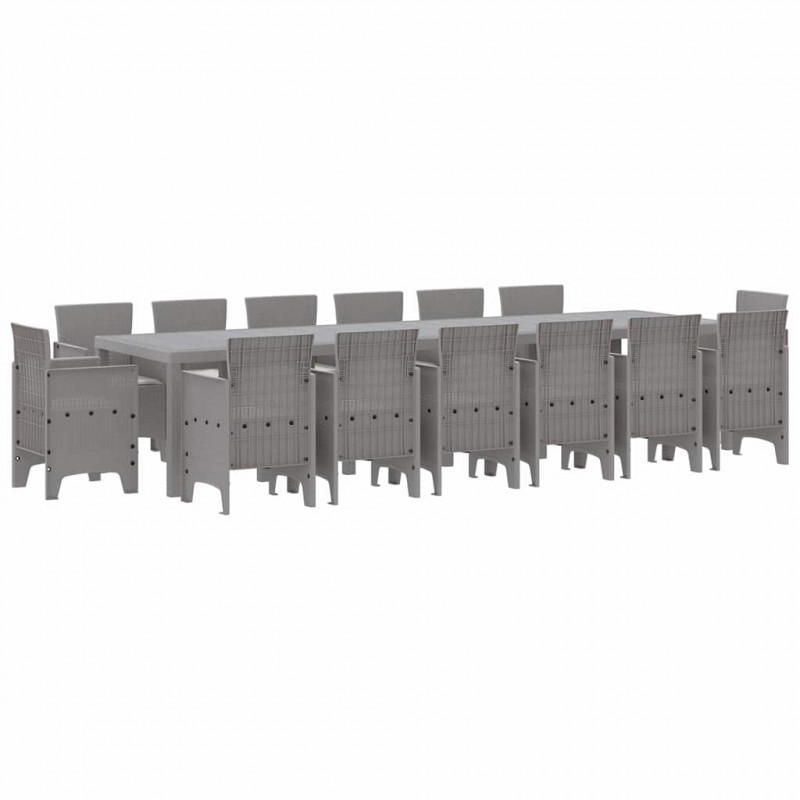Zestaw do jadalni w ogrodzie 15 pcs Jasnoszary Rattan Polt
