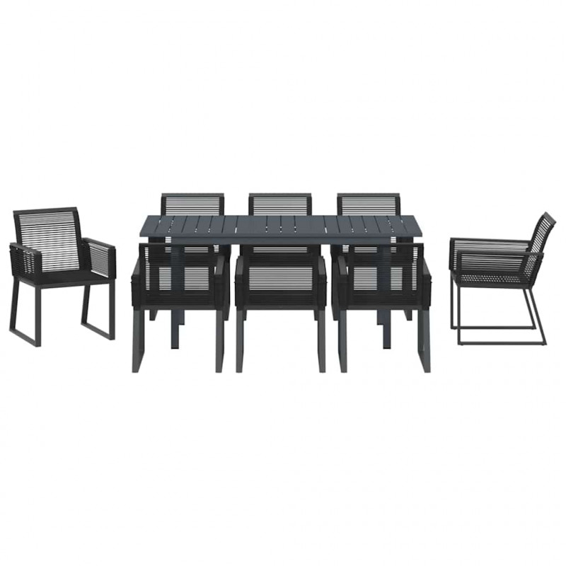 Zestaw do jadalni w ogrodzie 9 pcs Czarny polirattan