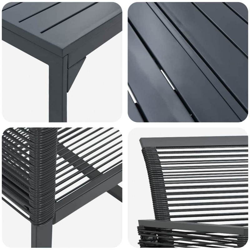 Zestaw do jadalni w ogrodzie 9 pcs Czarny polirattan