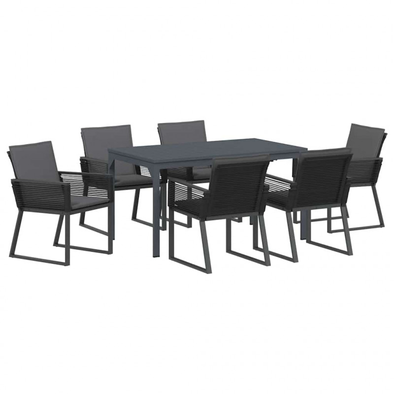 Zestaw do jadalni w ogrodzie 7 pcs Antracyt polirattan