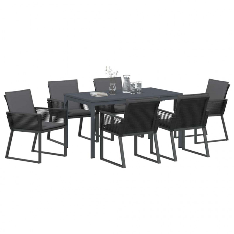 Zestaw do jadalni w ogrodzie 7 pcs Antracyt polirattan