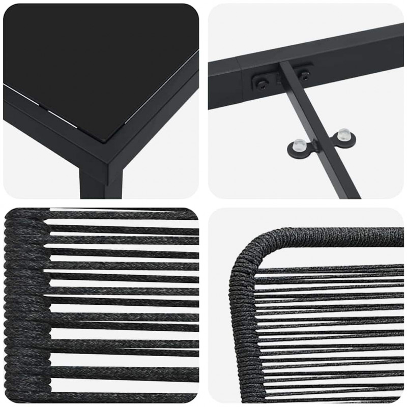 Zestaw do jadalni w ogrodzie 3 pcs Czarny