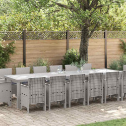 Zestaw do jadalni w ogrodzie 15 pcs Jasnoszary Rattan Polt