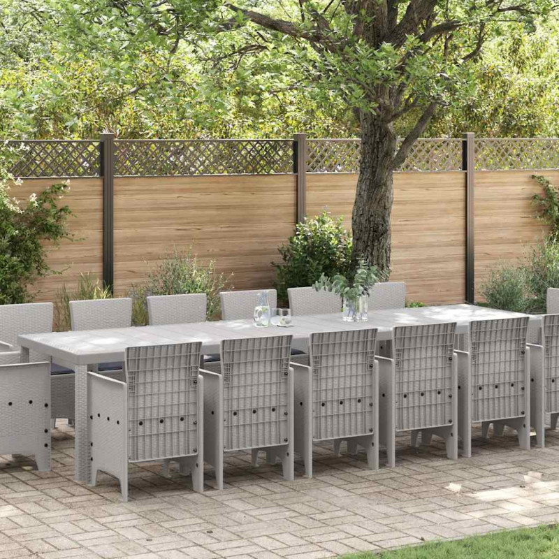 Zestaw do jadalni w ogrodzie 15 pcs Jasnoszary Rattan Polt