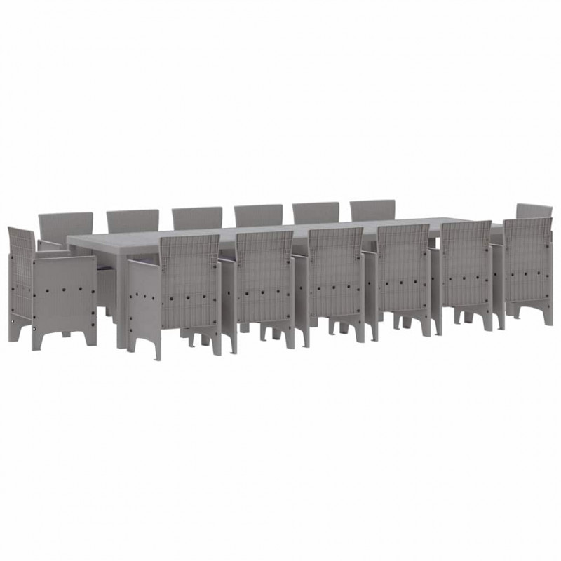 Zestaw do jadalni w ogrodzie 15 pcs Jasnoszary Rattan Polt