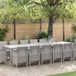 Zestaw do jadalni w ogrodzie 15 pcs Jasnoszary Rattan Polt