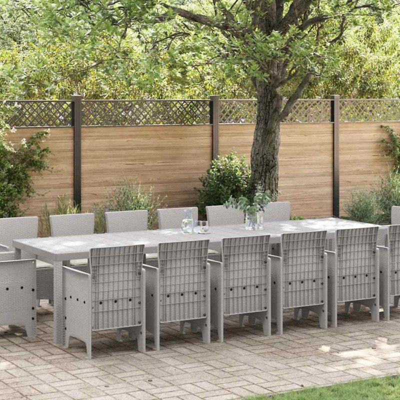 Zestaw do jadalni w ogrodzie 15 pcs Jasnoszary Rattan Polt