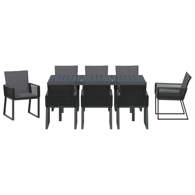 Zestaw do jadalni w ogrodzie 9 pcs Antracyt polirattan