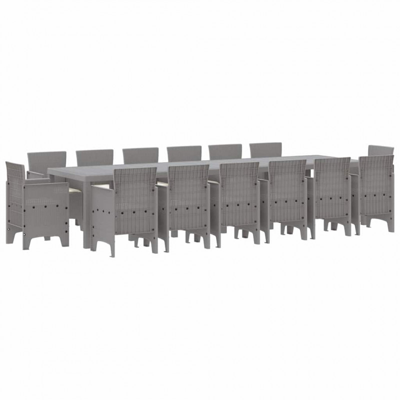 Zestaw do jadalni w ogrodzie 15 pcs Jasnoszary Rattan Polt