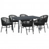Zestaw do jadalni w ogrodzie 7 pcs Czarny polirattan