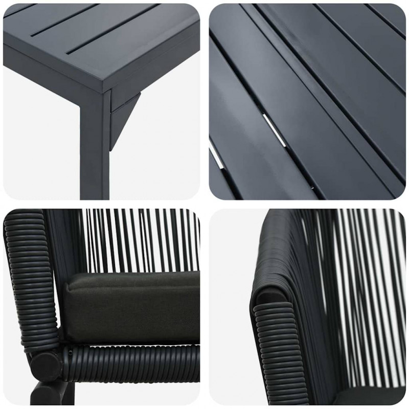 Zestaw do jadalni w ogrodzie 7 pcs Czarny polirattan