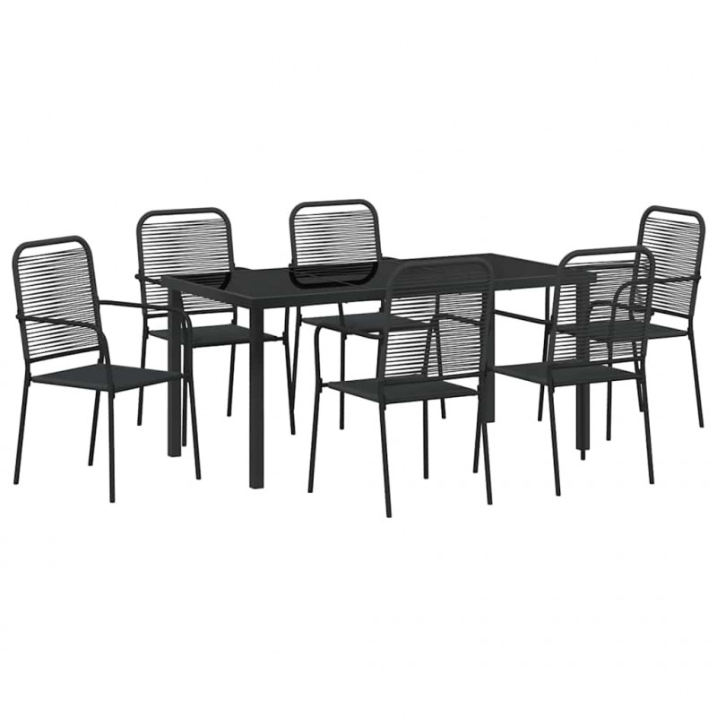 Zestaw do jadalni w ogrodzie 7 pcs Czarny