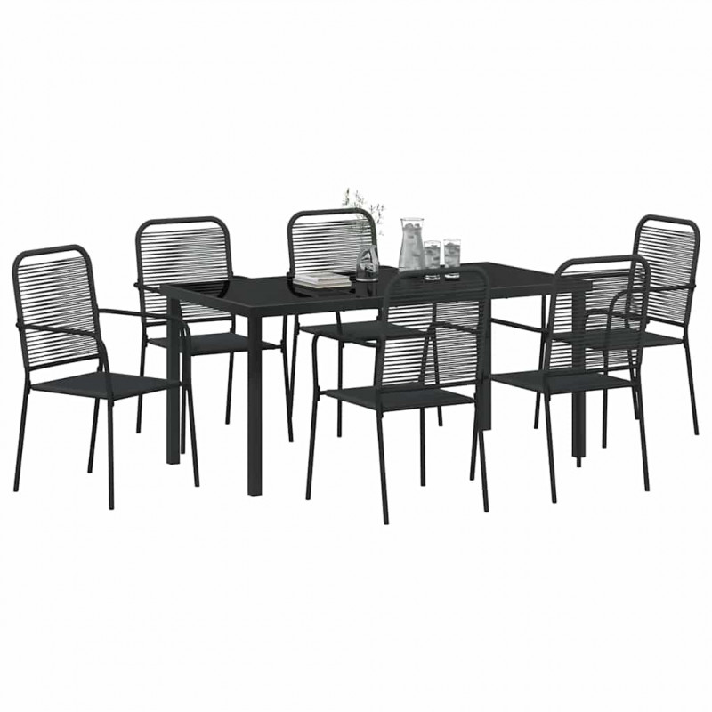 Zestaw do jadalni w ogrodzie 7 pcs Czarny