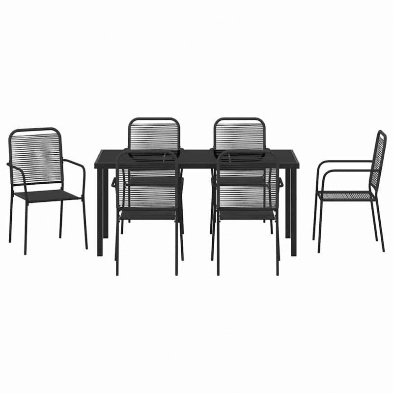 Zestaw do jadalni w ogrodzie 7 pcs Czarny