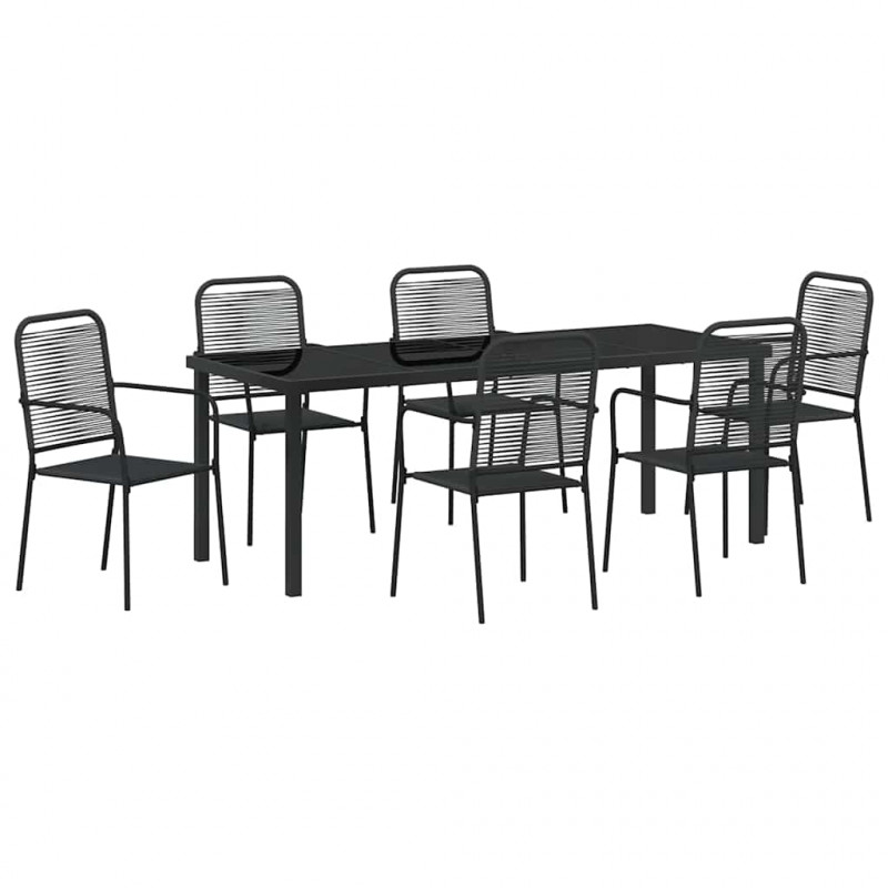 Zestaw do jadalni w ogrodzie 7 pcs Czarny