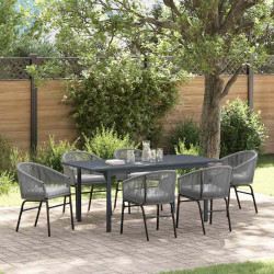 Zestaw do jadalni w ogrodzie 7 pcs Szary polirattan