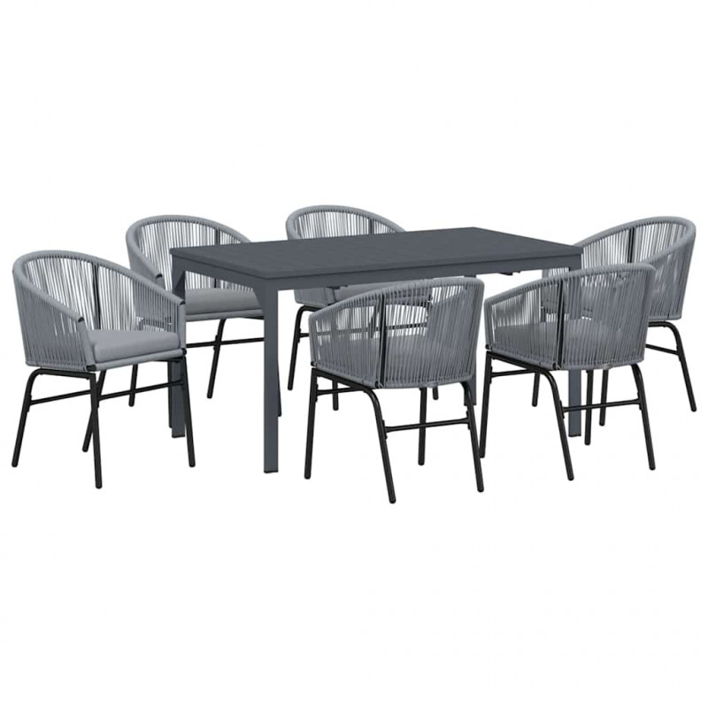 Zestaw do jadalni w ogrodzie 7 pcs Szary polirattan