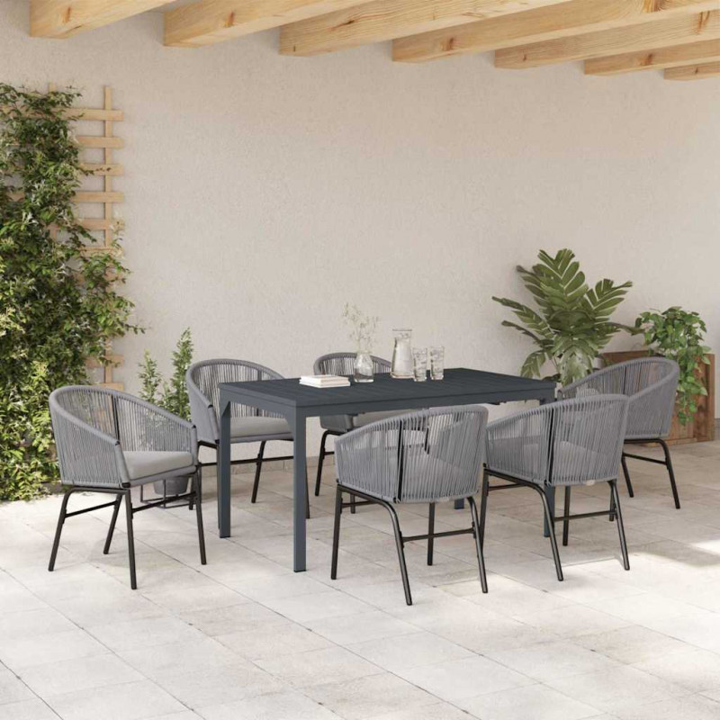 Zestaw do jadalni w ogrodzie 7 pcs Szary polirattan