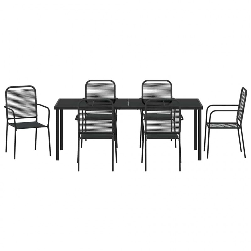 Zestaw do jadalni w ogrodzie 7 pcs Czarny
