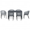 Zestaw do jadalni w ogrodzie 7 pcs Szary polirattan
