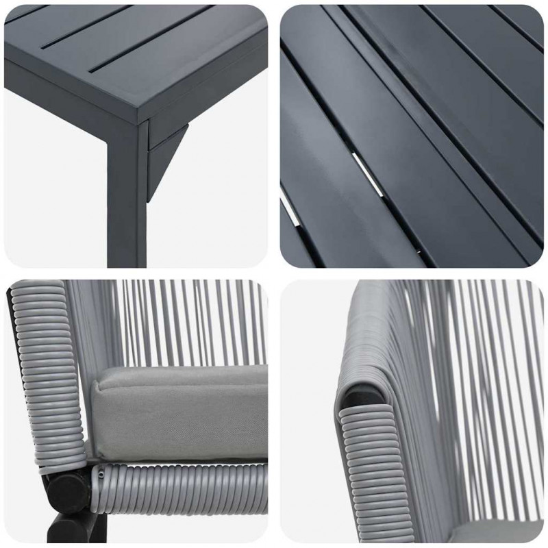Zestaw do jadalni w ogrodzie 7 pcs Szary polirattan