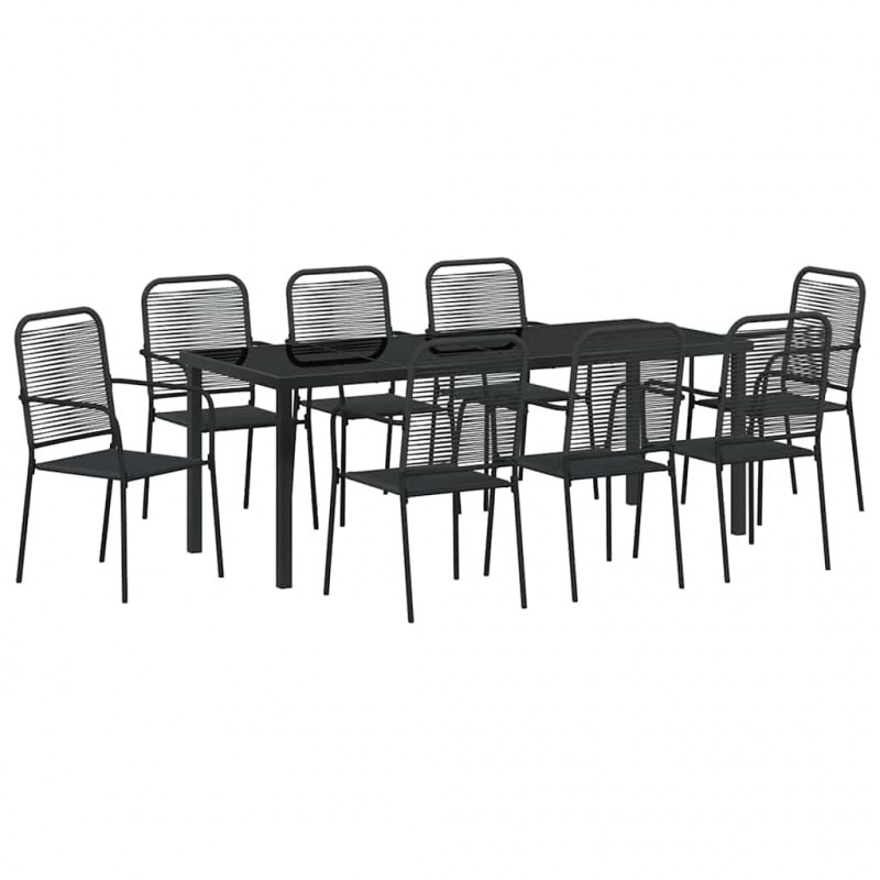 Zestaw do jadalni w ogrodzie 9 pcs Czarny