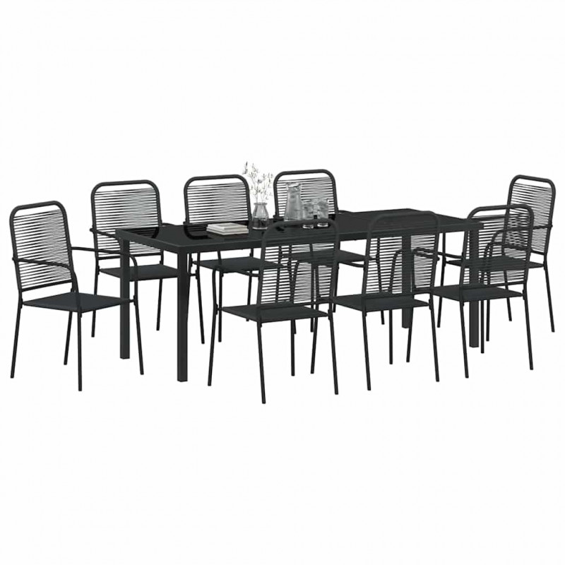 Zestaw do jadalni w ogrodzie 9 pcs Czarny