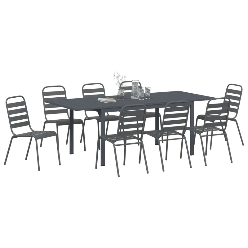 Zestaw do jadalni w ogrodzie 9 pcs Antracyt