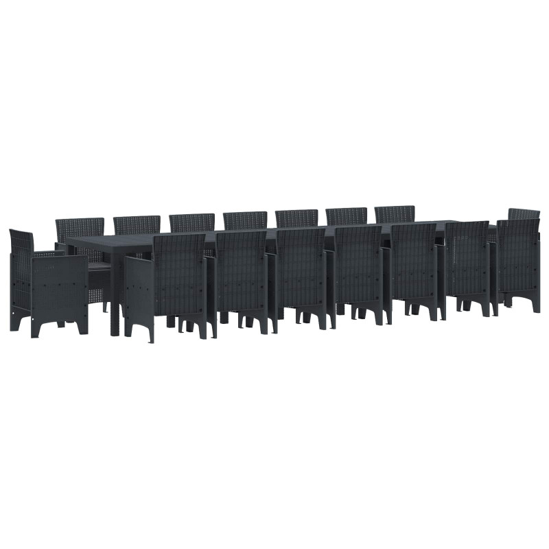 Zestaw do jadalni ogrodowej z poduszkami 17 pcs Antracyt PP