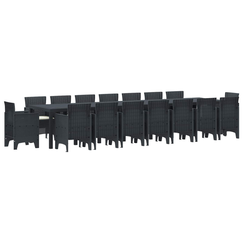 Zestaw do jadalni ogrodowej z poduszkami 17 pcs Antracyt PP