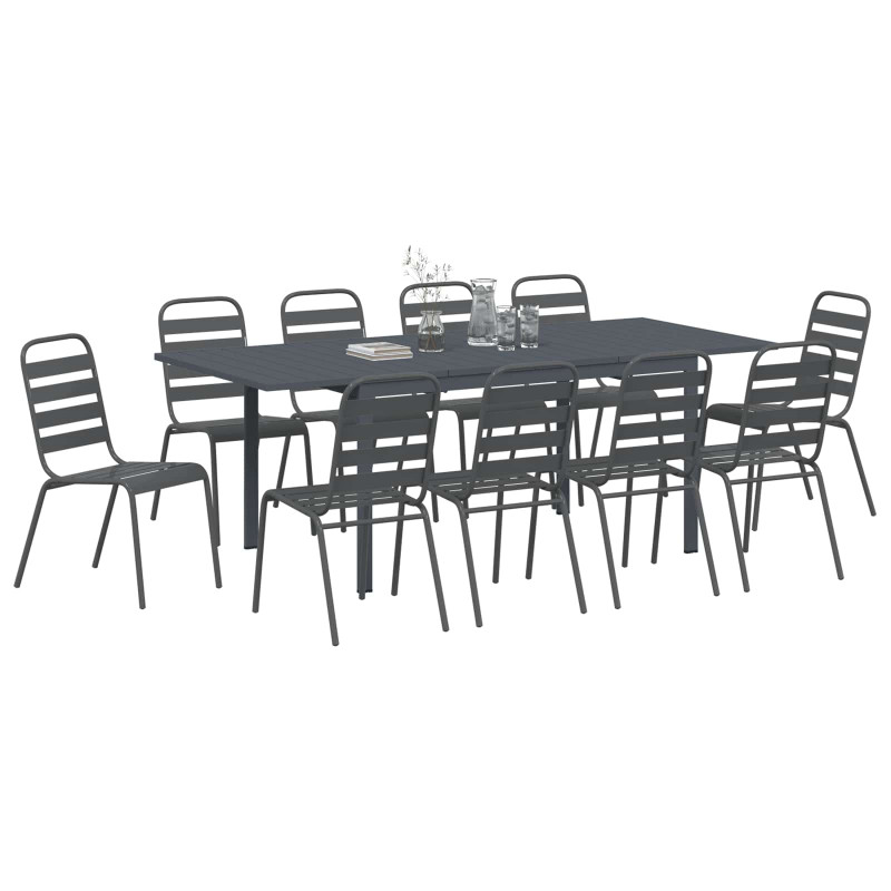 Zestaw do jadalni w ogrodzie 11 pcs Antracyt