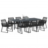 Zestaw do jadalni w ogrodzie 9 pcs Czarny polirattan