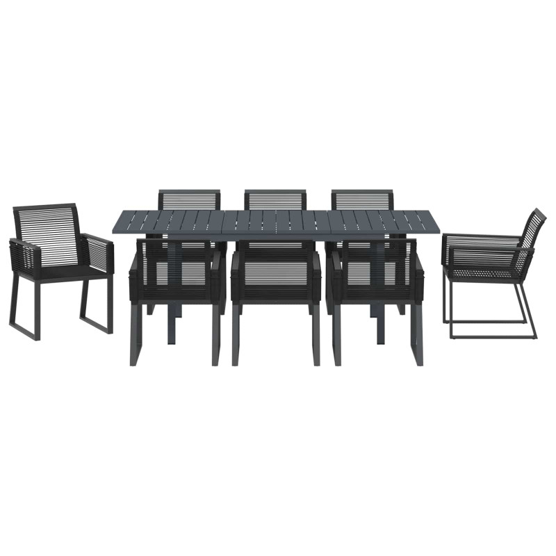 Zestaw do jadalni w ogrodzie 9 pcs Czarny polirattan