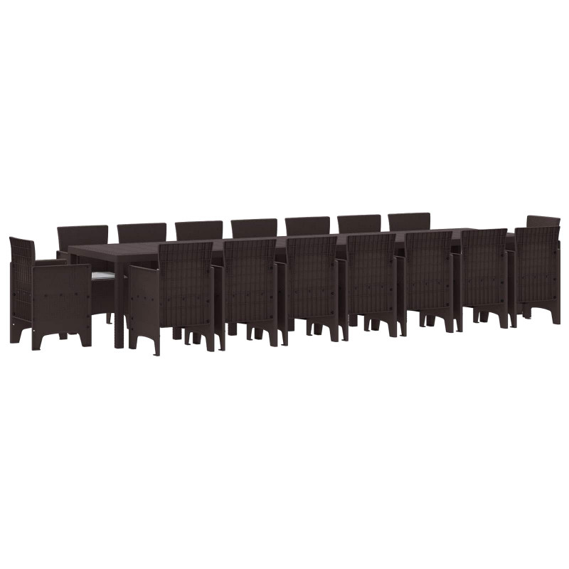 Zestaw do jadalni ogrodowej z poduszkami 17 pcs Brązowy PP