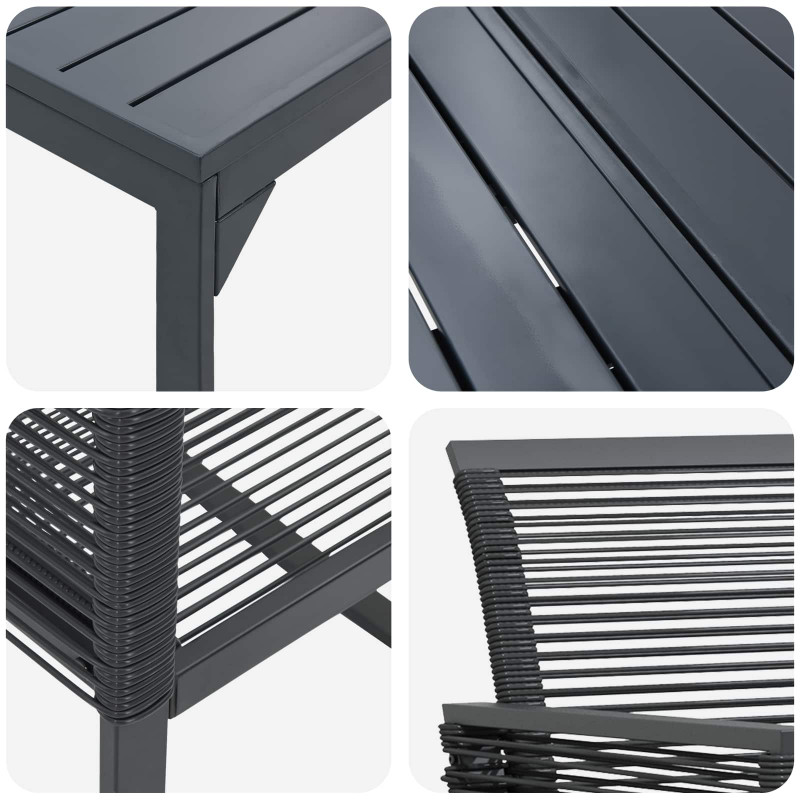 Zestaw do jadalni w ogrodzie 9 pcs Czarny polirattan