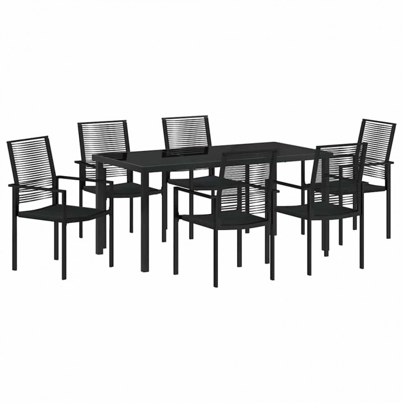 Zestaw do jadalni w ogrodzie 7 pcs Czarny
