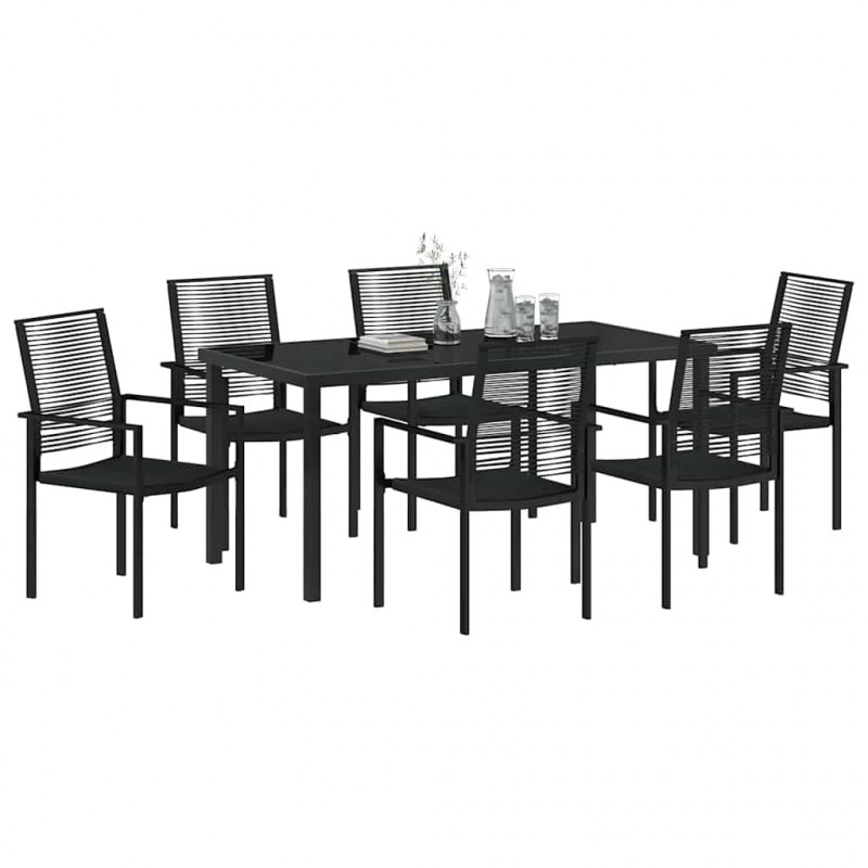 Zestaw do jadalni w ogrodzie 7 pcs Czarny