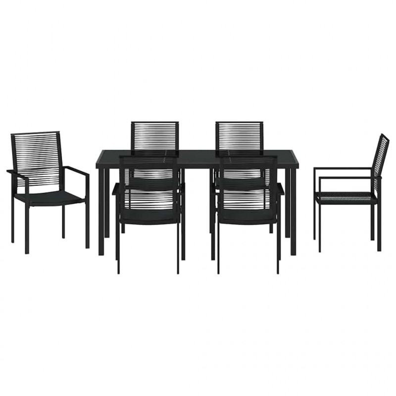 Zestaw do jadalni w ogrodzie 7 pcs Czarny