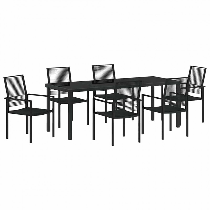 Zestaw do jadalni w ogrodzie 7 pcs Czarny
